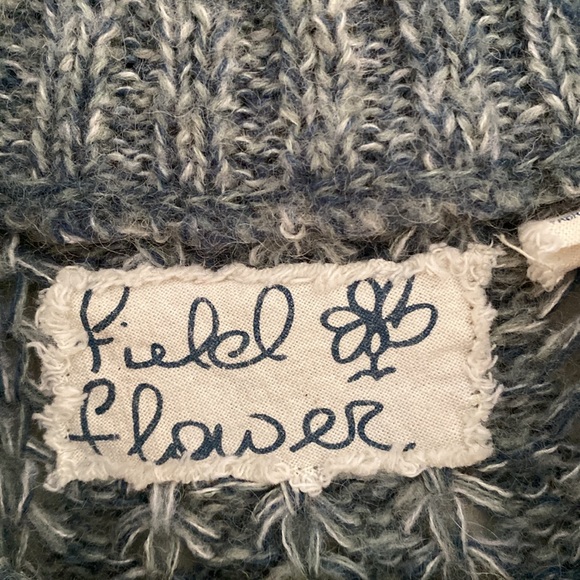 Anthropologie Field Flower soft blue green fluffy chunky crew neck sweater Sz S - Picture 5 of 13